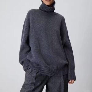 Spring 2026 Oversized Turtleneck Cashmere-Style Sweater